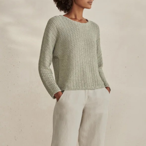 Poetry Rib Stitch Linen Sweater Plus Size 16 Women Preppy Pullover In Soft Sage - Picture 1 of 12